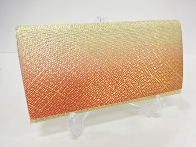 アンティーク　佐賀錦斜め格子に菱模様織り出し和装バッグ